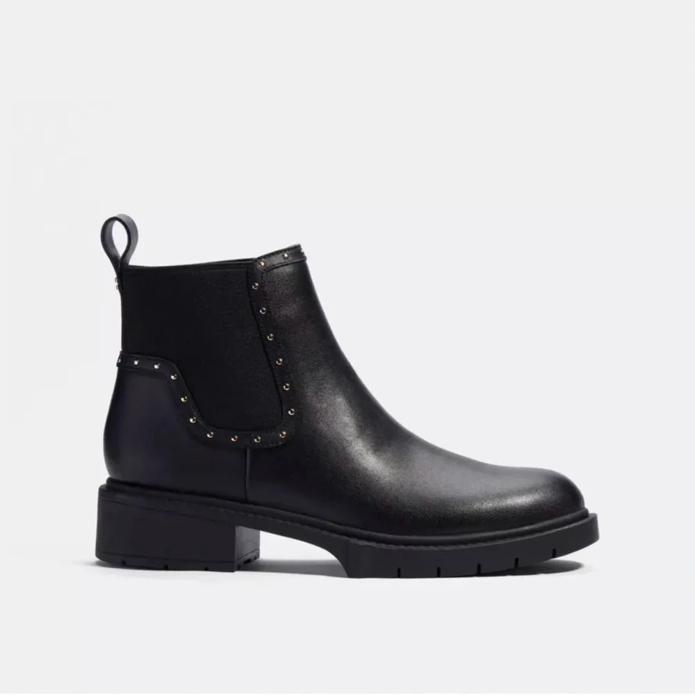 Coach Black Ankle Boots with Studded Detail